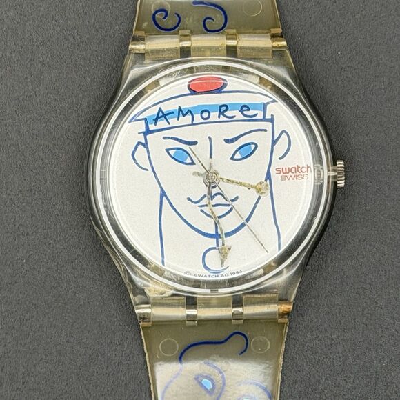 Swatch AMORE Quartz Swiss Made Clear Plastic Analog Wristwatch w/ Box Papers main image 5